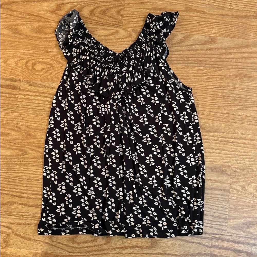Ann Taylor Black and White Floral Knit Top